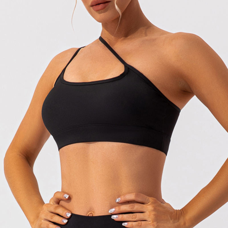 Super Neck Sports Bra in Black