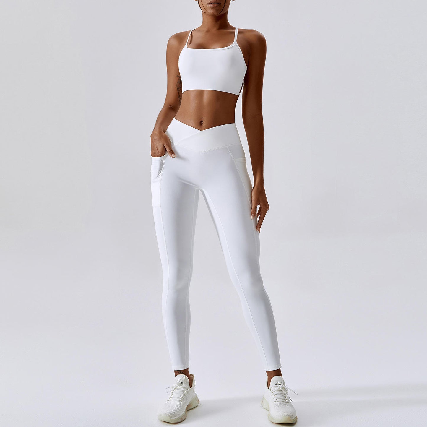 High waist V-Cut legging in White