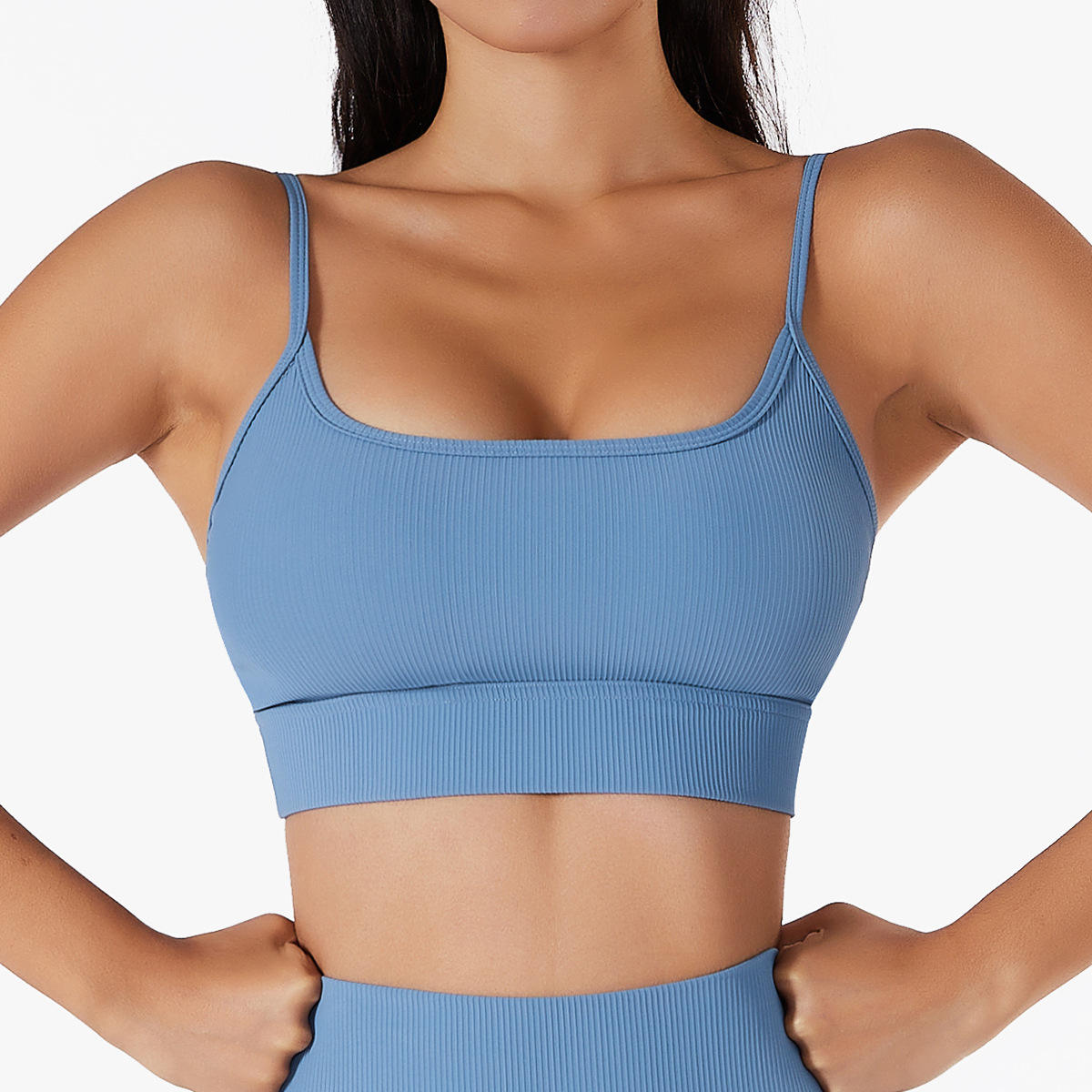 Luxu Strappy Sports Bra In Light Blue