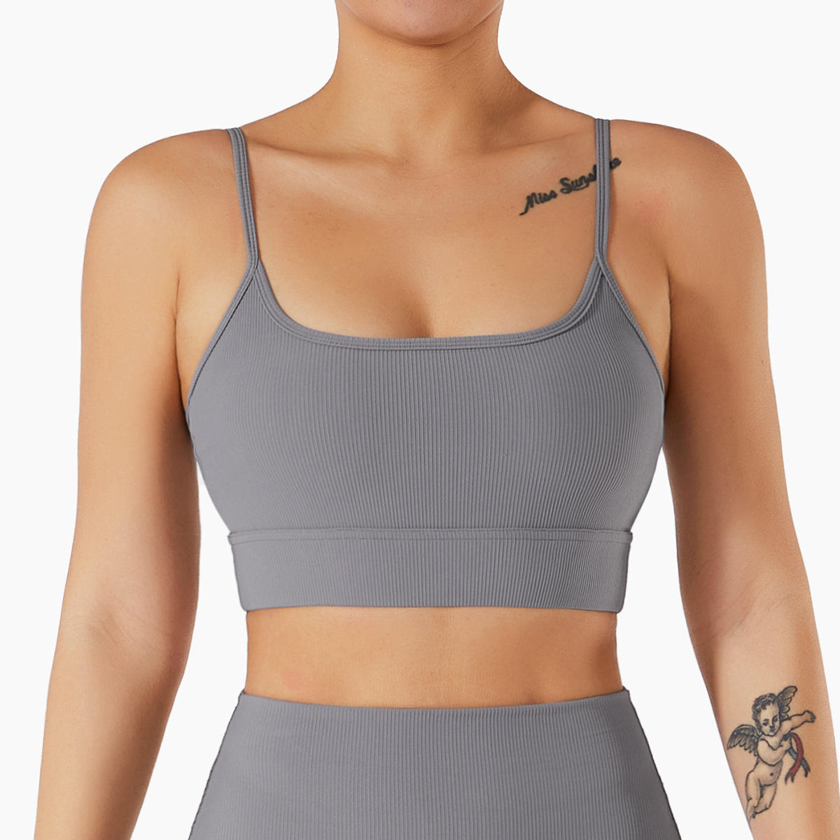 Luxu Strappy Sports Bra In Grey