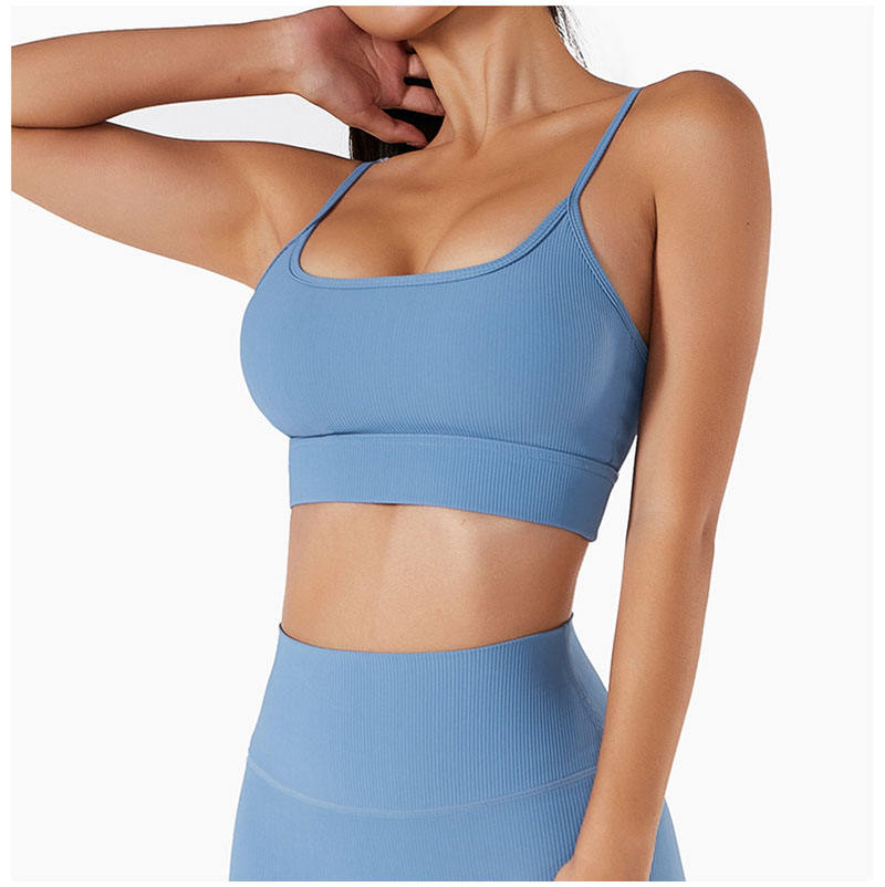 Luxu Strappy Sports Bra In Light Blue